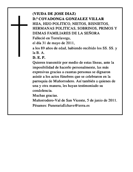D.ª COVADONGA GONZALEZ VILLAR