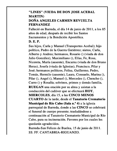 DOÑA ANGELES CARMEN REVUELTA FERNANDEZ