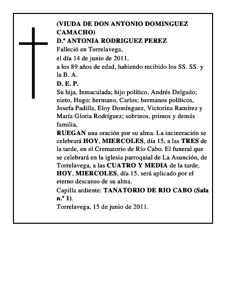 D.ª ANTONIA RODRIGUEZ PEREZ