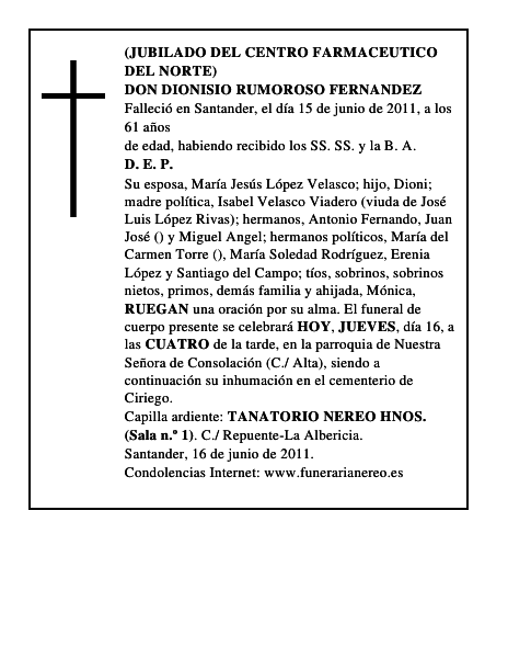 DON DIONISIO RUMOROSO FERNANDEZ