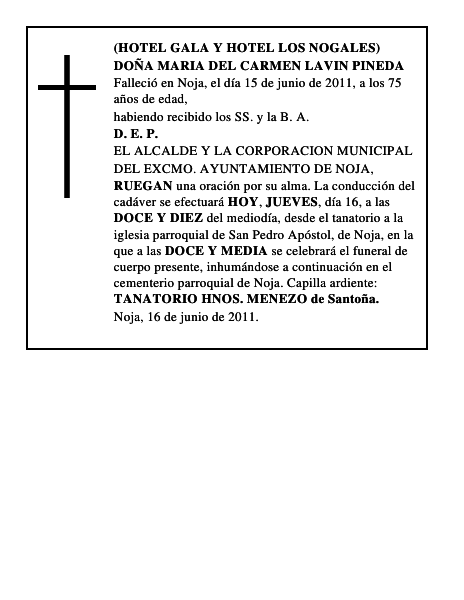 DOÑA MARIA DEL CARMEN LAVIN PINEDA