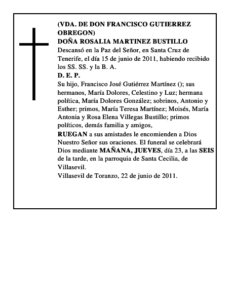 DOÑA ROSALIA MARTINEZ BUSTILLO