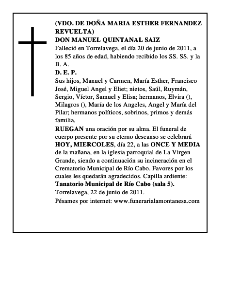 DON MANUEL QUINTANAL SAIZ