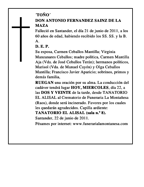DON ANTONIO FERNANDEZ SAINZ DE LA MAZA