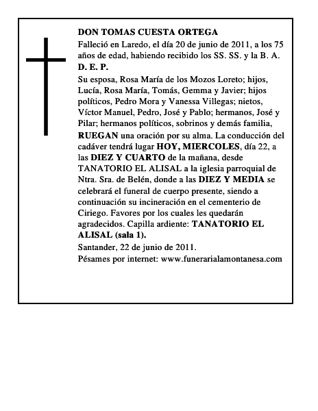 DON TOMAS CUESTA ORTEGA