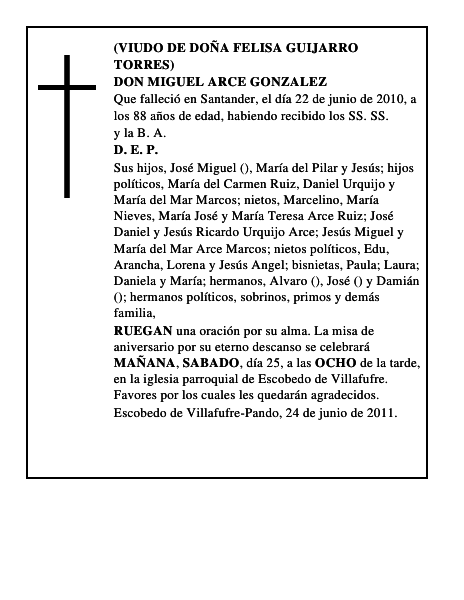 DON MIGUEL ARCE GONZALEZ