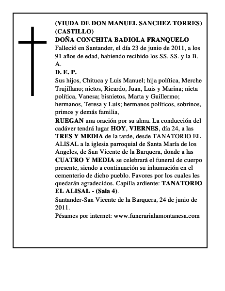 DOÑA CONCHITA BADIOLA FRANQUELO