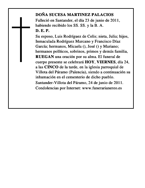 DOÑA SUCESA MARTINEZ PALACIOS