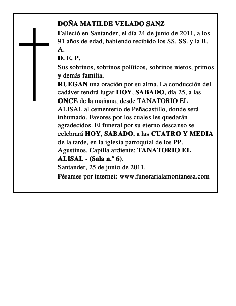DOÑA MATILDE VELADO SANZ