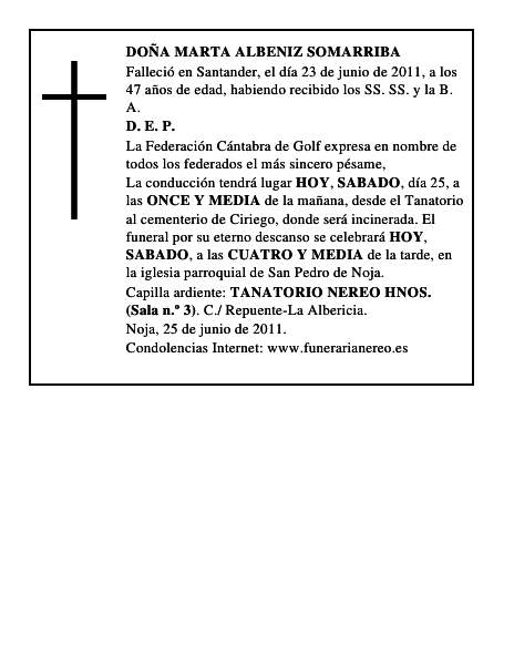 DOÑA MARTA ALBENIZ SOMARRIBA