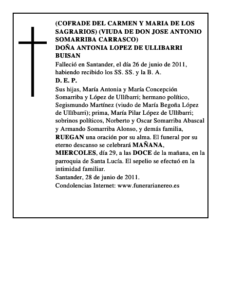 DOÑA ANTONIA LOPEZ DE ULLIBARRI BUISAN