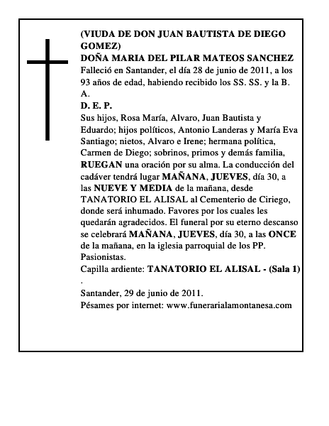 DOÑA MARIA DEL PILAR MATEOS SANCHEZ