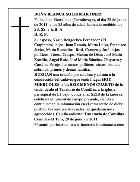 DOÑA BLANCA SOLIS MARTINEZ