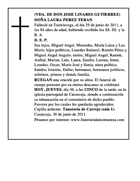 DOÑA LAURA PEREZ TERAN