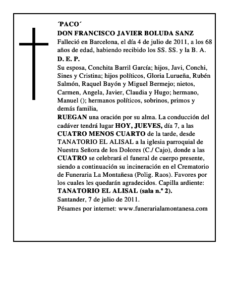 DON FRANCISCO JAVIER BOLUDA SANZ