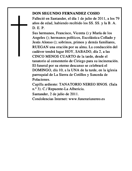 DON SEGUNDO FERNANDEZ COSIO