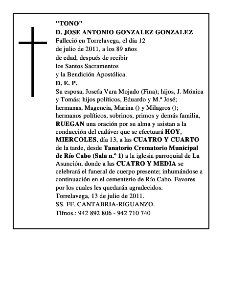 D. JOSE ANTONIO GONZALEZ GONZALEZ