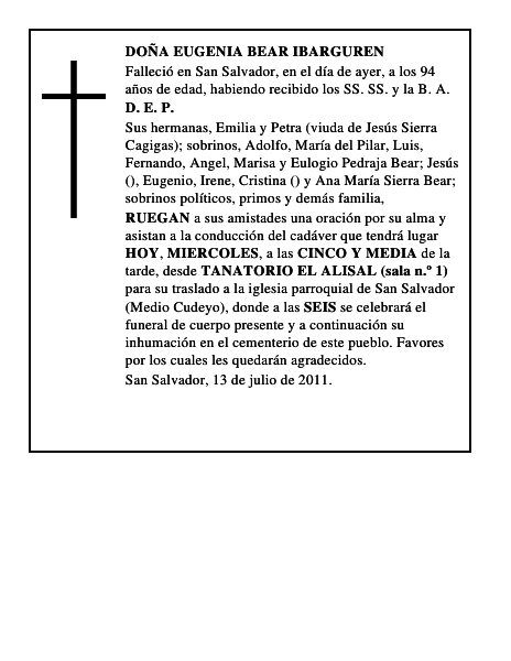 DOÑA EUGENIA BEAR IBARGUREN