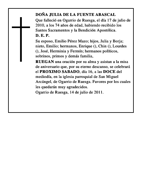 DOÑA JULIA DE LA FUENTE ABASCAL
