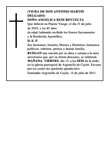 DOÑA ANGELICA RUIZ REVUELTA