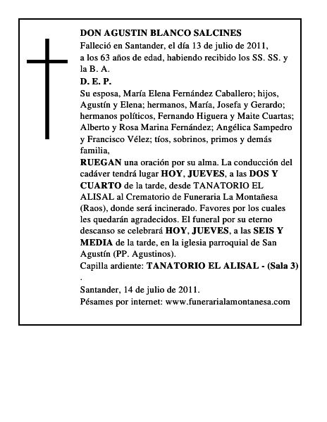 DON AGUSTIN BLANCO SALCINES