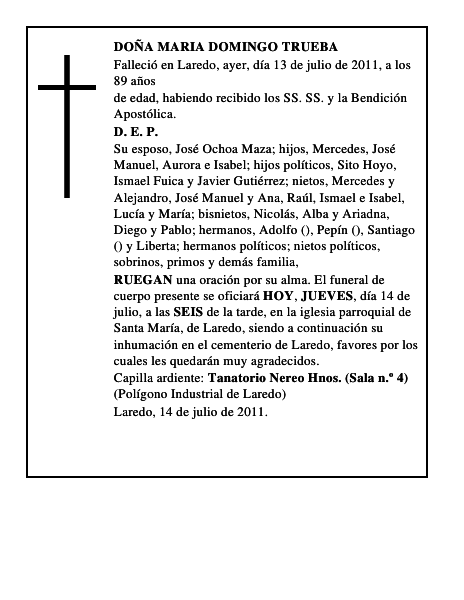 DOÑA MARIA DOMINGO TRUEBA