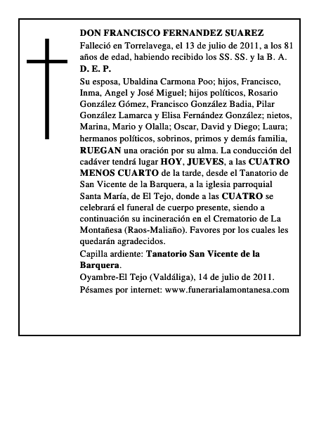 DON FRANCISCO FERNANDEZ SUAREZ