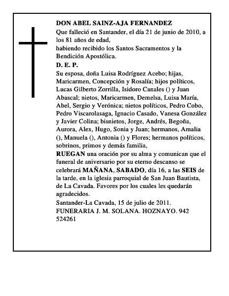 DON ABEL SAINZ-AJA FERNANDEZ