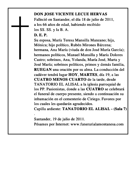 DON JOSE VICENTE LECUE HERVAS