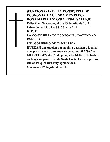 DOÑA MARIA ANTONIA PIÑEL VALLEJO