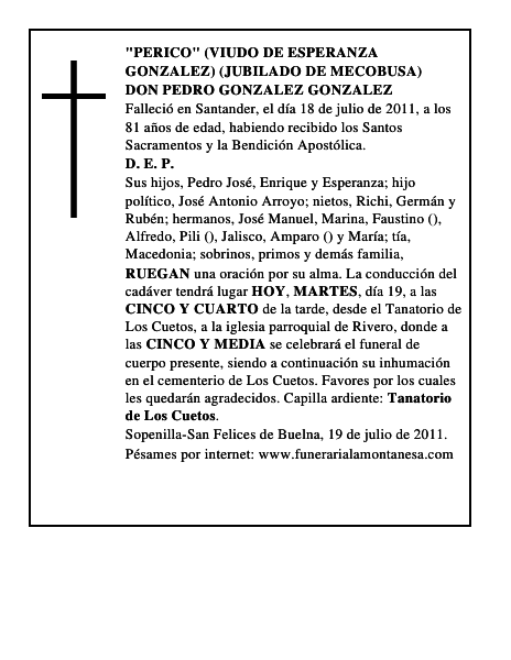 DON PEDRO GONZALEZ GONZALEZ