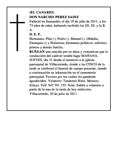 DON NARCISO PEREZ SAINZ