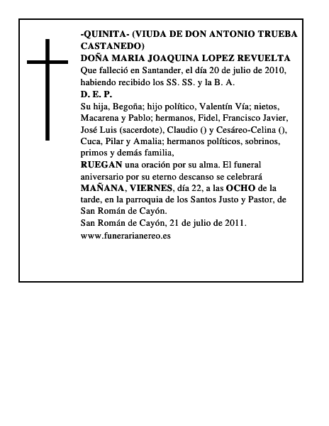 DOÑA MARIA JOAQUINA LOPEZ REVUELTA