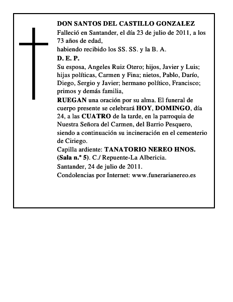 DON SANTOS DEL CASTILLO GONZALEZ