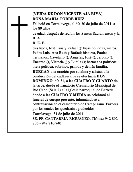 DOÑA MARIA TORRE RUIZ