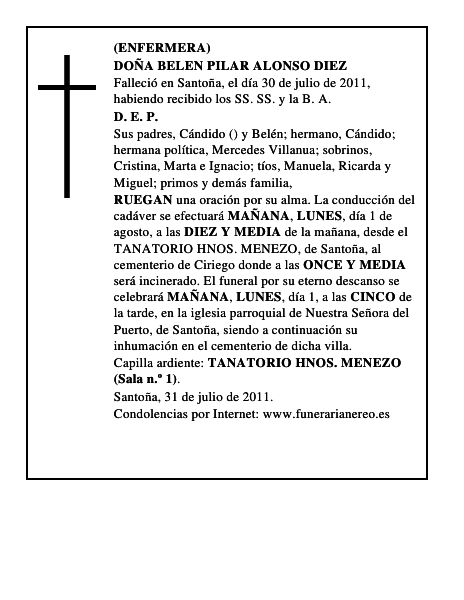 DOÑA BELEN PILAR ALONSO DIEZ
