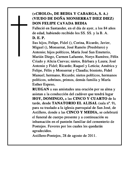 DON FELIPE CAVADA BEDIA