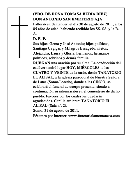 DON ANTONIO SAN EMETERIO AJA