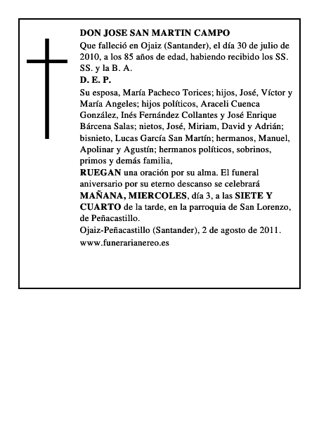 DON JOSE SAN MARTIN CAMPO