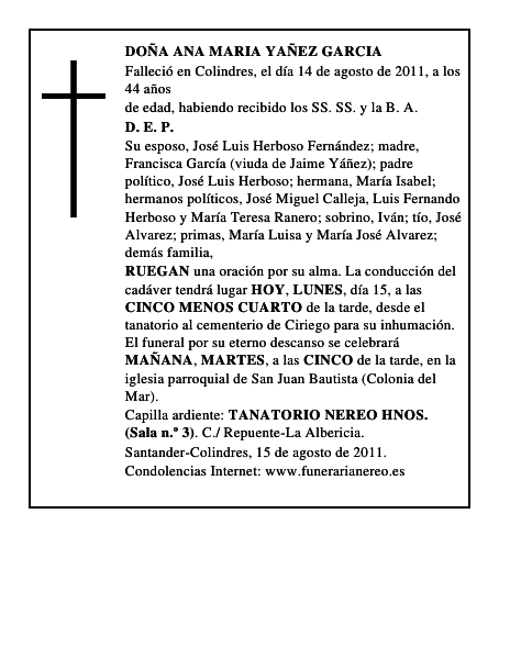 DOÑA ANA MARIA YAÑEZ GARCIA