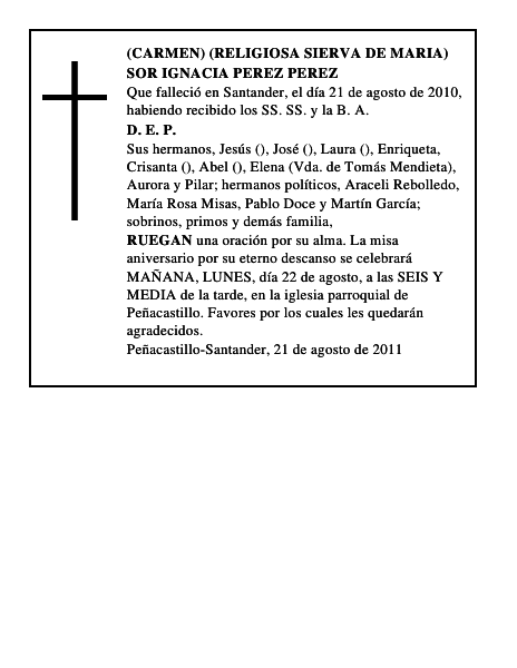 SOR IGNACIA PEREZ PEREZ