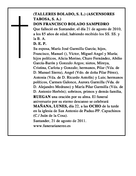 DON FRANCISCO BOLADO SAMPEDRO