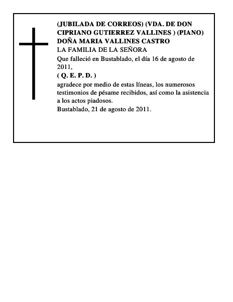 DOÑA MARIA VALLINES CASTRO