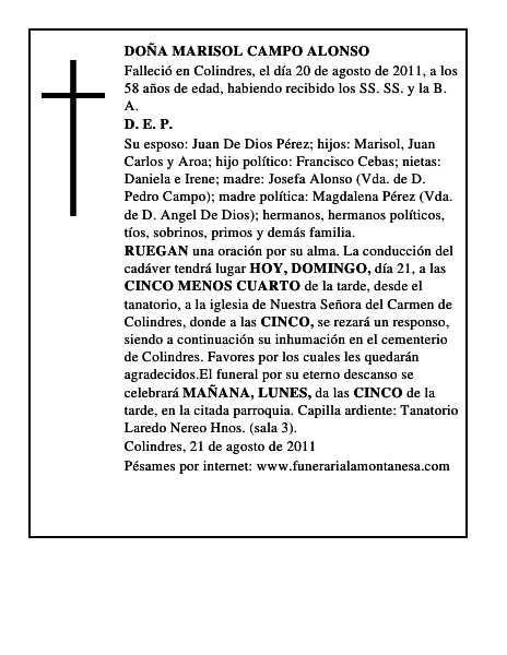 DOÑA MARISOL CAMPO ALONSO