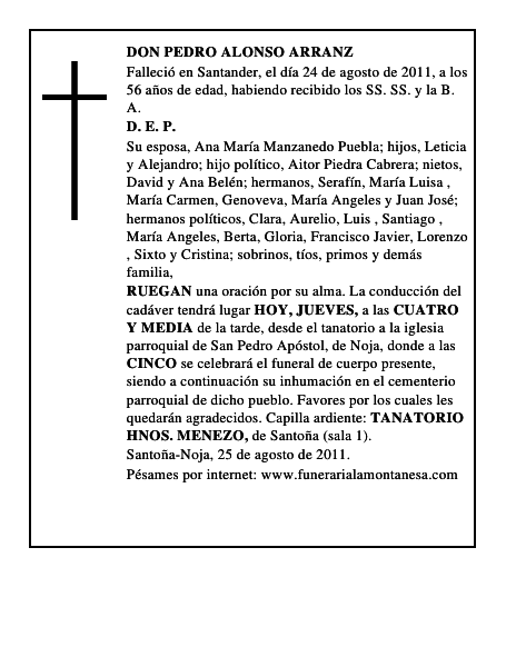 DON PEDRO ALONSO ARRANZ