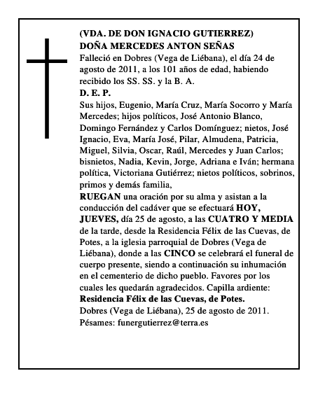 DOÑA MERCEDES ANTON SEÑAS