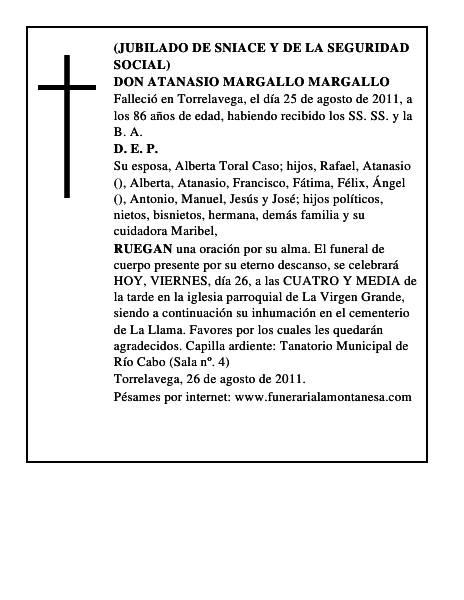 DON ATANASIO MARGALLO MARGALLO