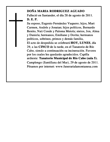 DOÑA MARIA RODRIGUEZ AGUADO