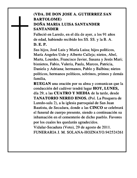 DOÑA MARIA LUISA SANTANDER SANTANDER