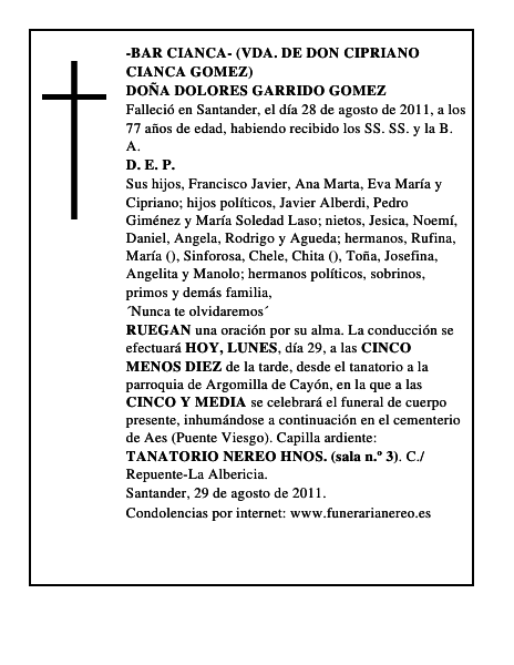 DOÑA DOLORES GARRIDO GOMEZ